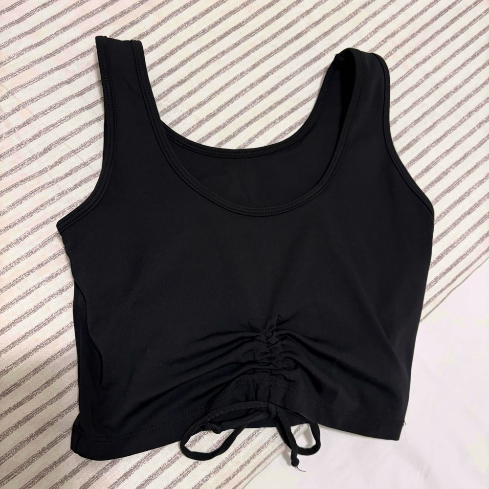 Black Ruched Athletic Top